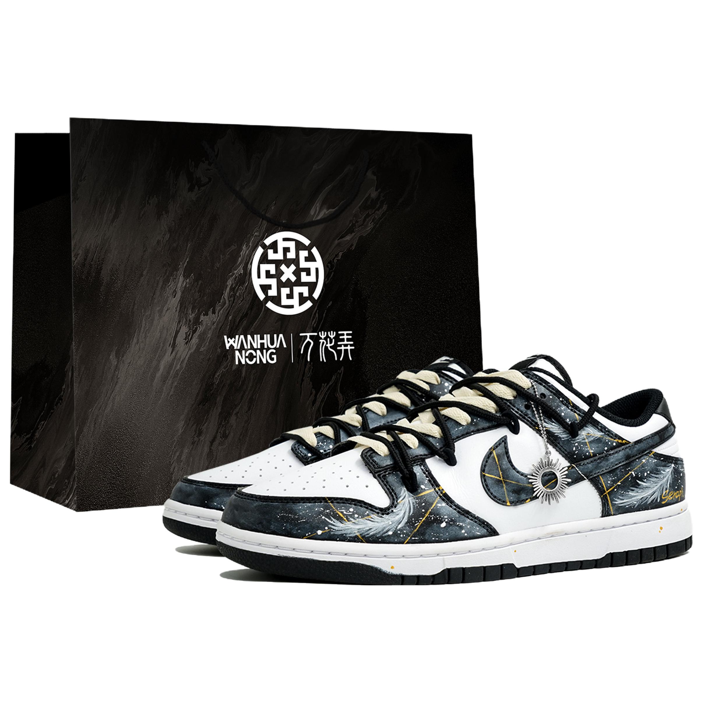 

Nike Dunk Kaleidoscope, Angel, Shopping Bag Abrasion Resistant Low top Skateboard Shoes Unisex Black White Gold DD1391-100(Team113-S-BOX) 40