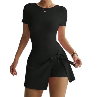 Casual Yoga One-Piece Short Skirt Tight Back Fake Two Pieces Outdoor Fitness Anti-Light Sports Tennis Skirt Women
