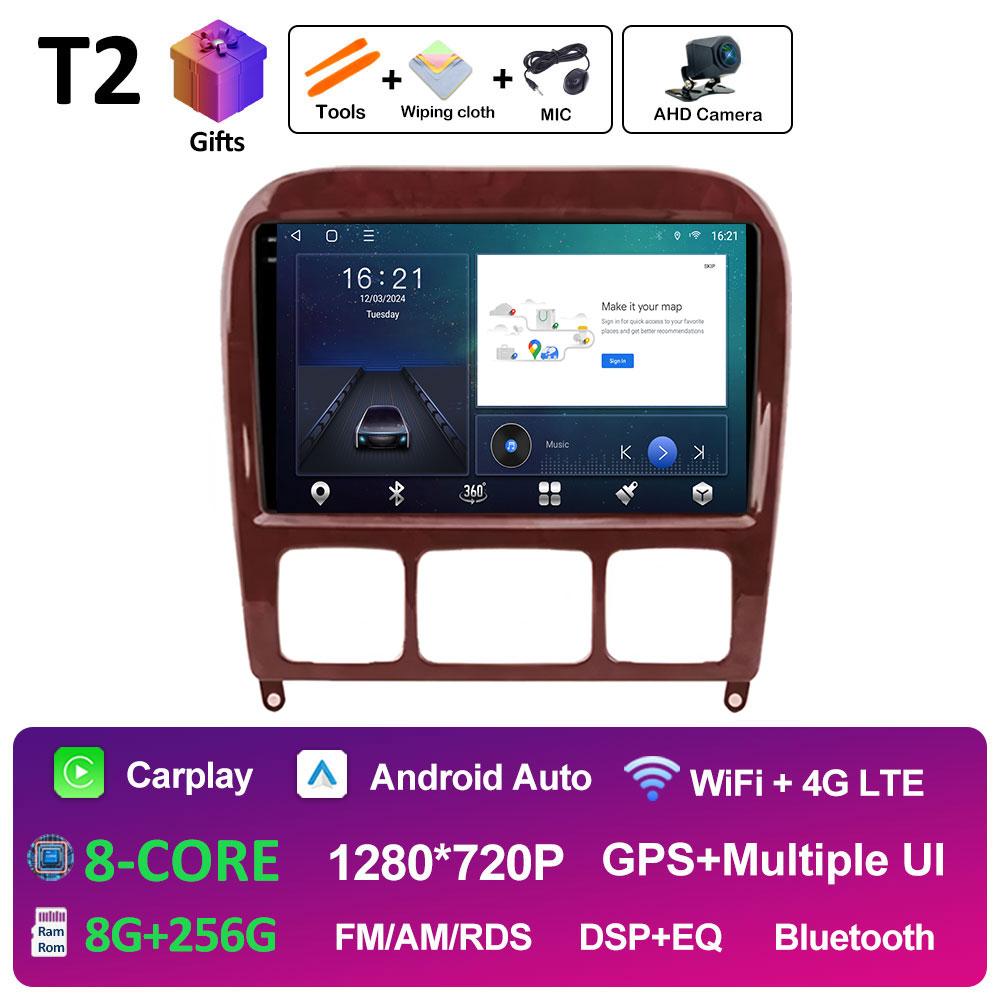 9 inch Android 14 For Mercedes Benz S Class W220 S280 S320 S350 S400 S430 S500 S600 AMG 1998 - 2002 2003 2004 2005 Head Unit BT