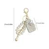 Pearls Perfume Shape Keychain Rhinestone Inlaid Perfume Shape Keyring  Fashion Accessory
