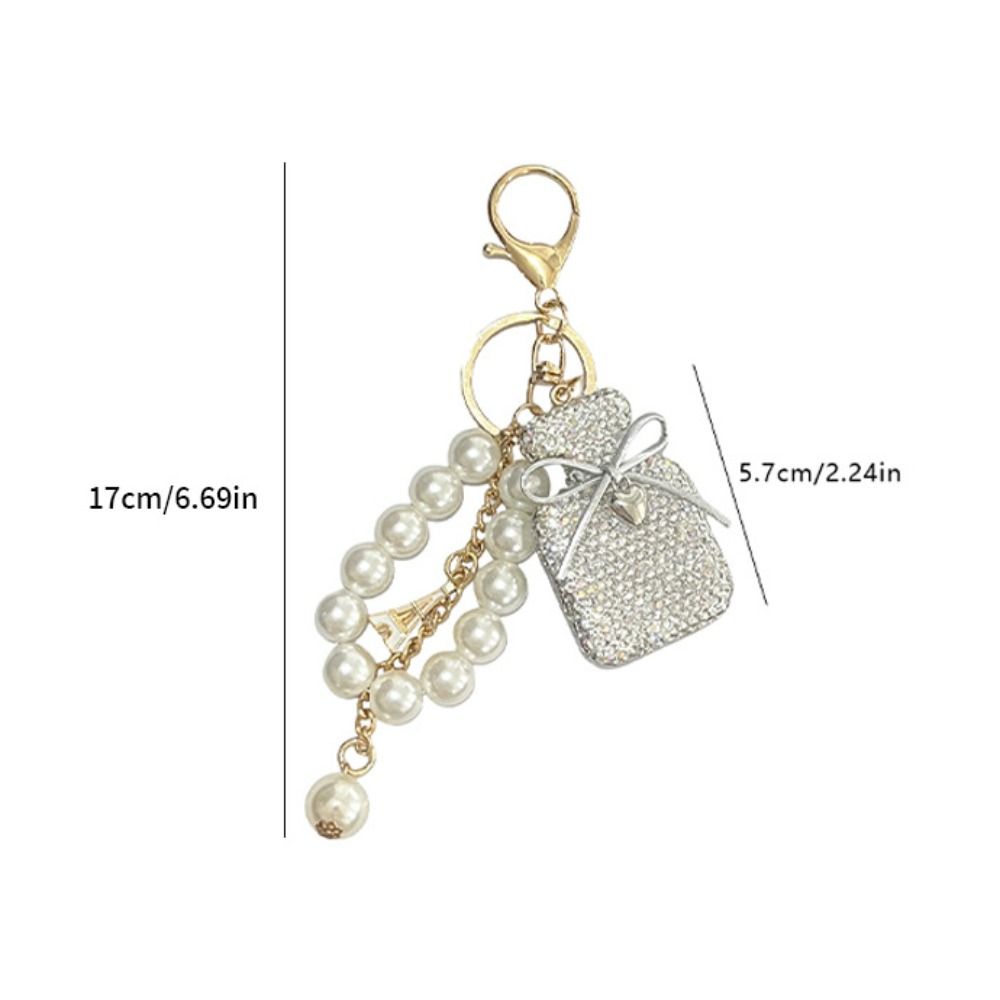 Pearls Perfume Shape Keychain Rhinestone Inlaid Perfume Shape Keyring  Fashion Accessory