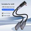 20cm Type C Splitter Cable USB Type C Double Port 66W Fast Charging Cord Wire for Laptop Tablet Mobile Power