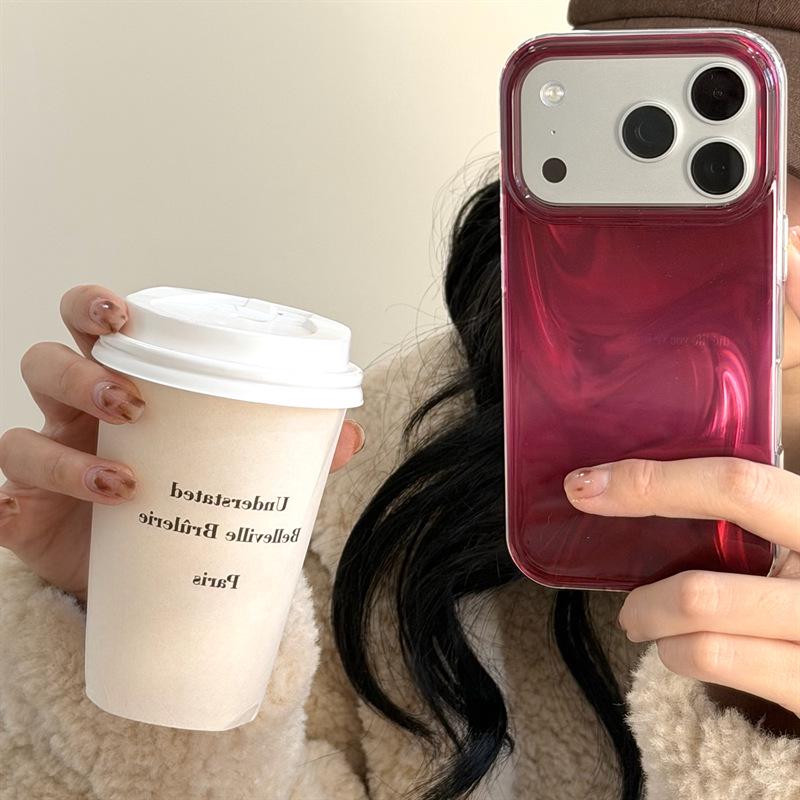 Drop-Proof Double Layer Burgundy Gradient Case for iPhone 14/13 and Apple 17/16/15 Pro Max