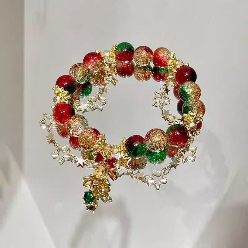 Christmas Luxury Beaded Gingerbread Man Bracelet: Creative Cartoon Ornament
