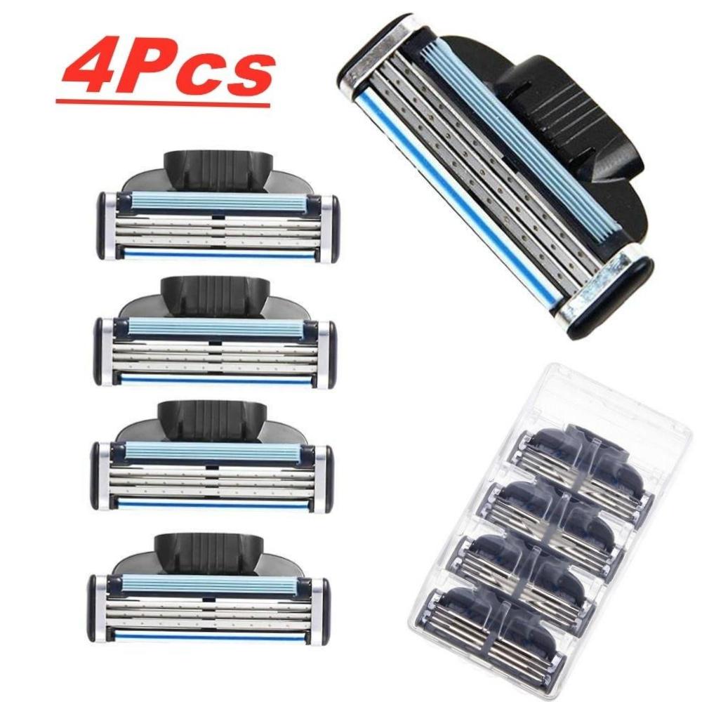 4Pcs Compatible Blade Standard Manual 3-layer Razor Blade for MACHE 3