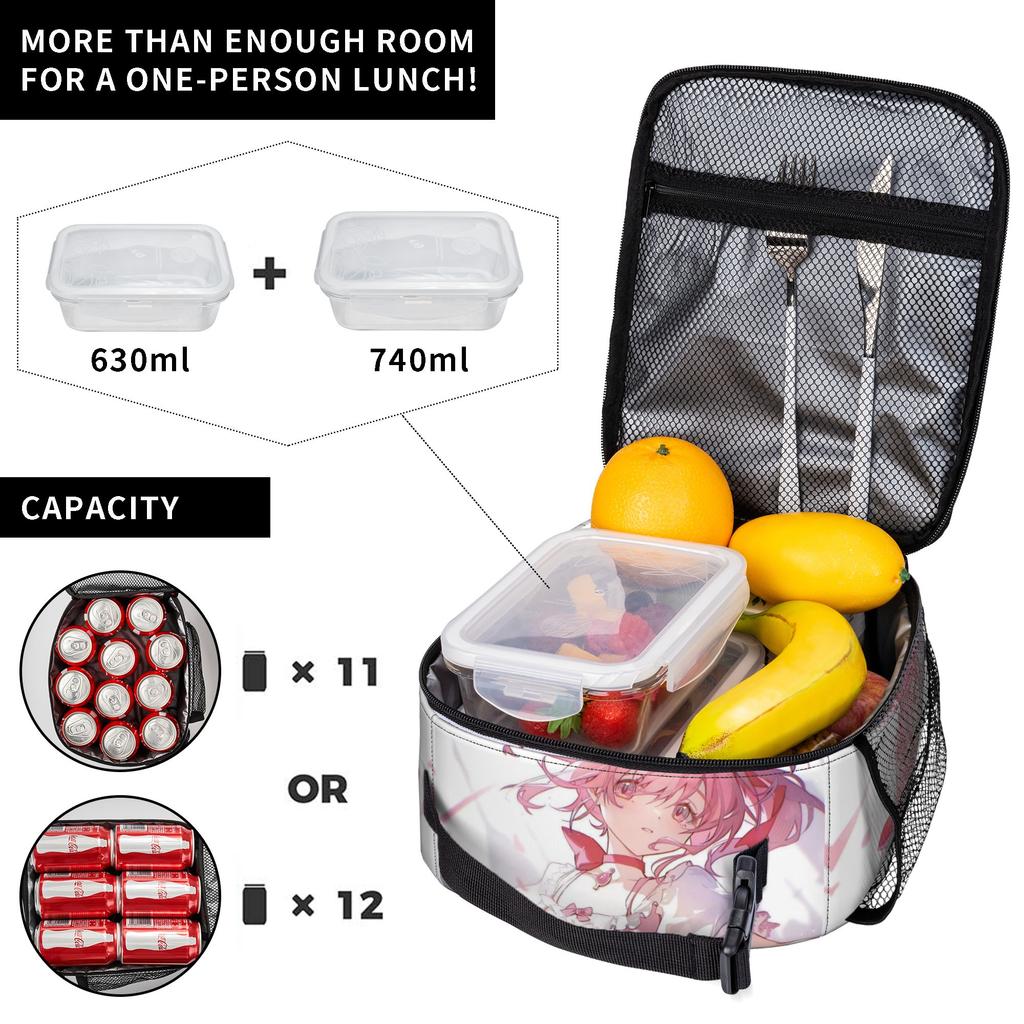 Puella Magi Madoka Magica Insulated Lunch Bags Large Madoka Lunch Container Cooler Bag Tote Lunch Box College Outdoor Men Women