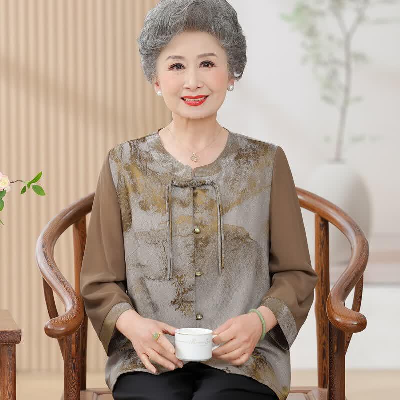 Elegant Floral Print Short Sleeve Blouse for Women