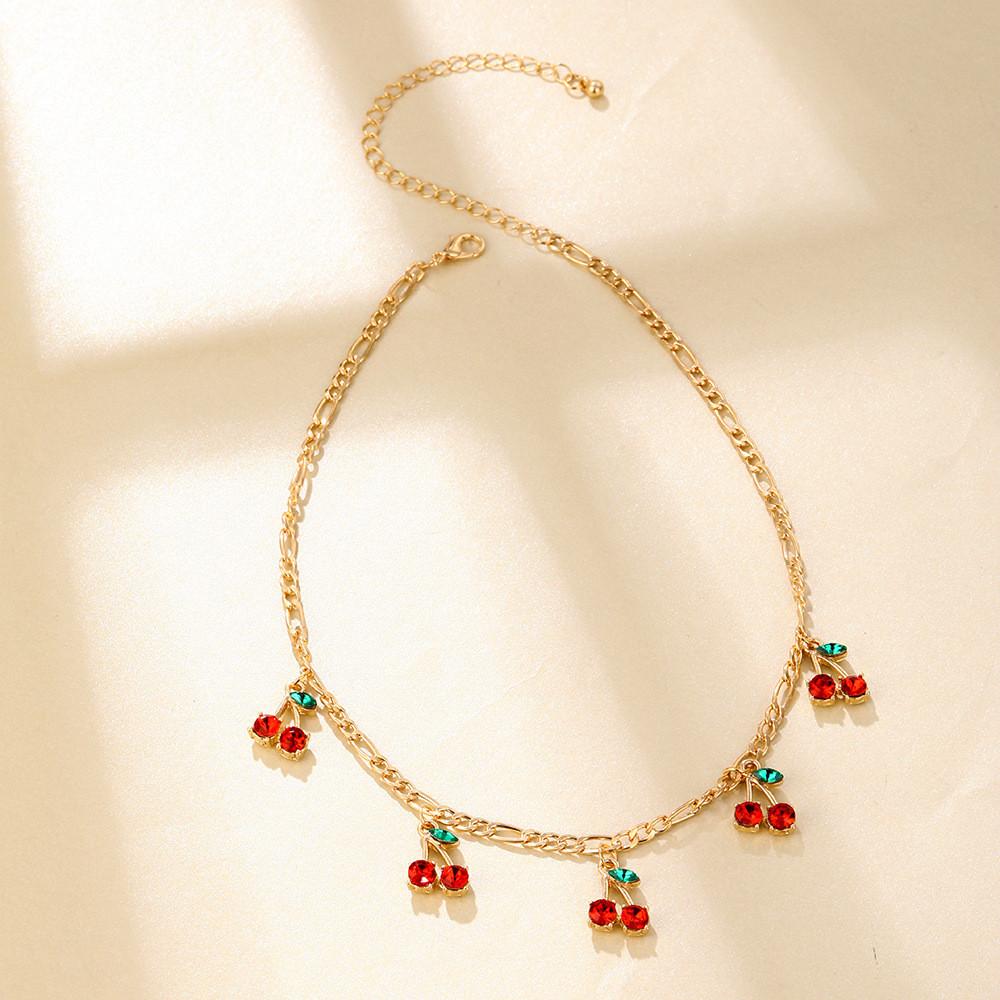 Design Cherry Elegant Pendant Necklace And Bracelet Set With Modern Alluring Alloy Finish