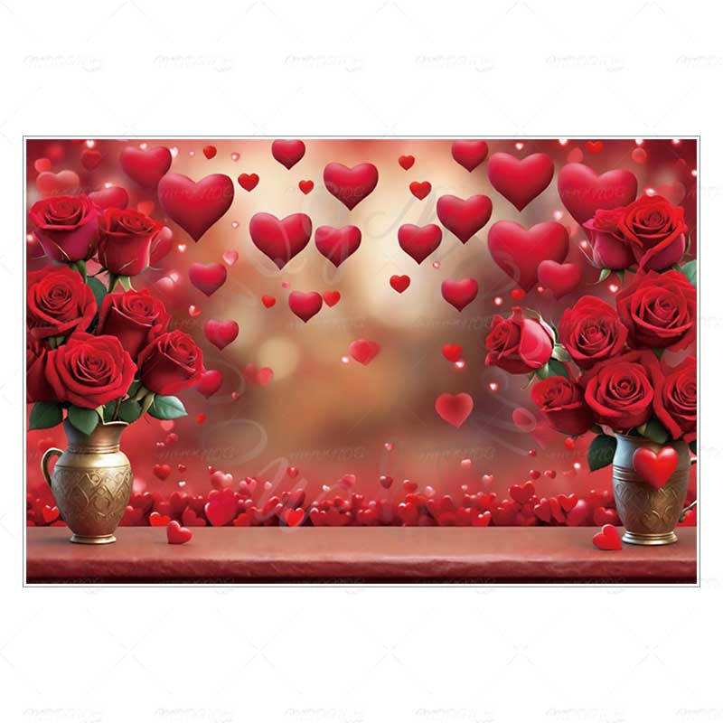 MOON.QG Valentine's Day Decoration Photo Background Candy Shop Teddy Bear Rose Soad Backdrops For Photography Studio Photozone