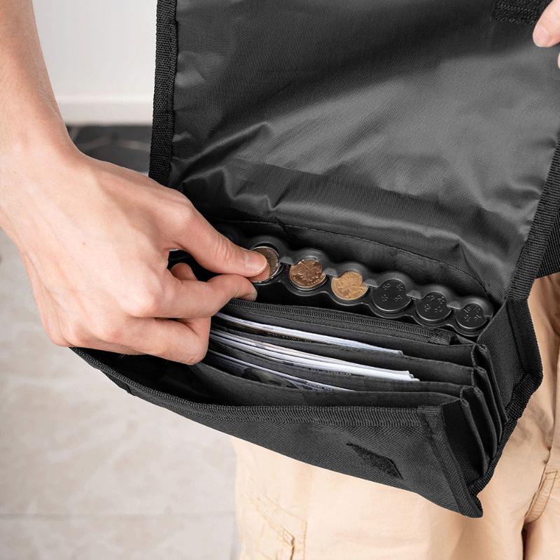 Multi Pocket Waist Bag Euro Coin Holder Portable Coin Storage Money Box Wallet Purse For Waiter Driver Cash Money Phone Safe