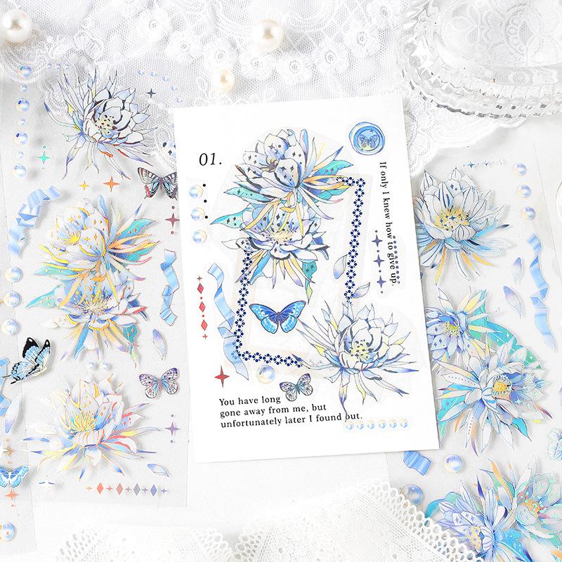 3 Pieces Large - size Flower Long - strip Stickers, Exquisite Rose & Peony Patterns, Ideal for Journal Decoration & Scrapbooking