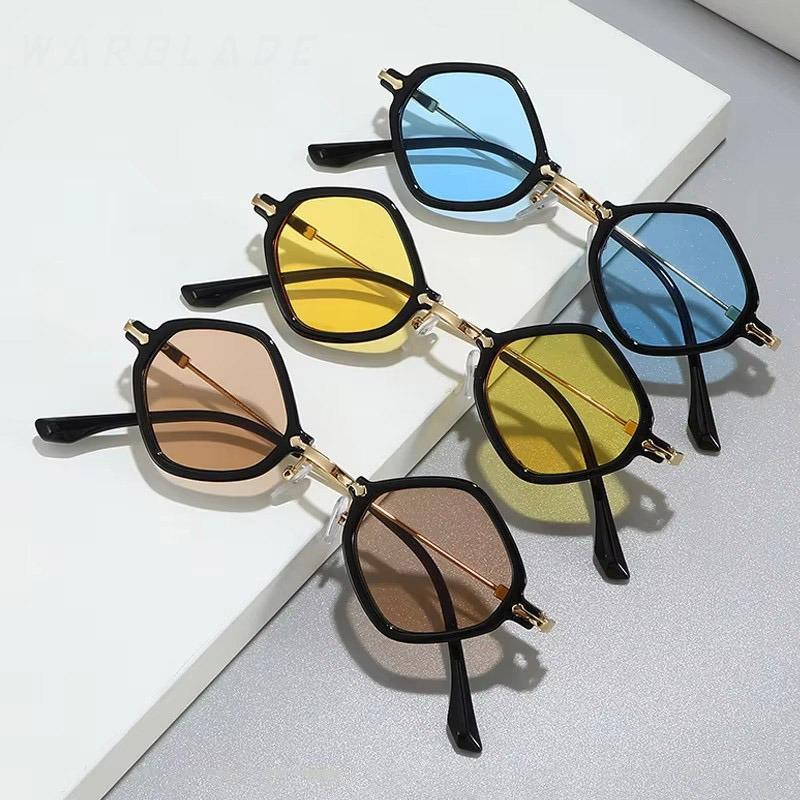 Unpolarisiert Neue Vintage Rhombus Punk Hip Hop Sonnenbrille Damen Koreanisch Quadratisch Kleiner Rahmen Metall Klein Persönlichkeit Verlauf Sonnenbrille Shades