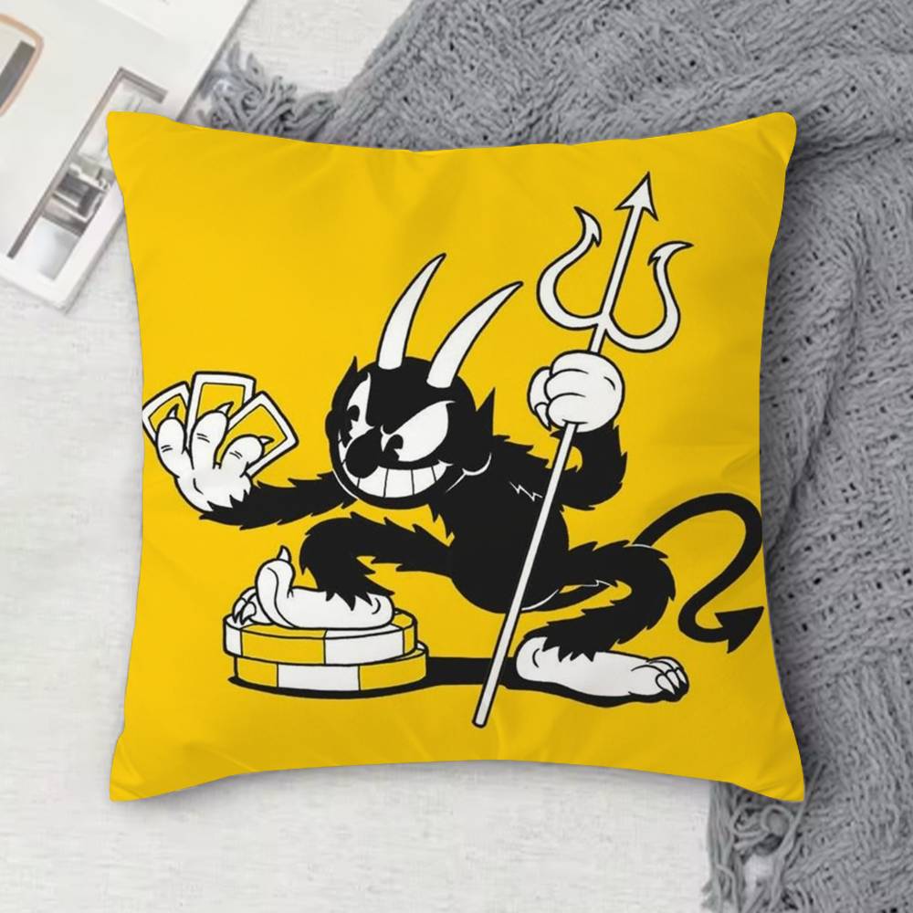C-Cuphead Double-Sided Printed Square Decorative Cushion Cover For Sofa Living Room Home Decor