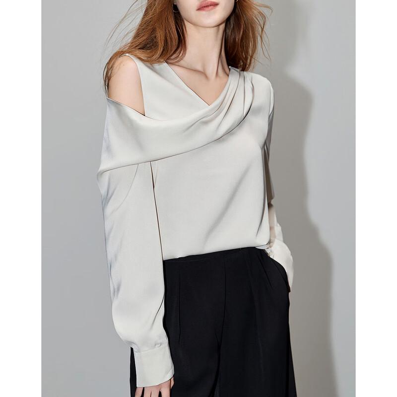 Demana  Moonlight Lover  Drape Collar Satin Blouse XL