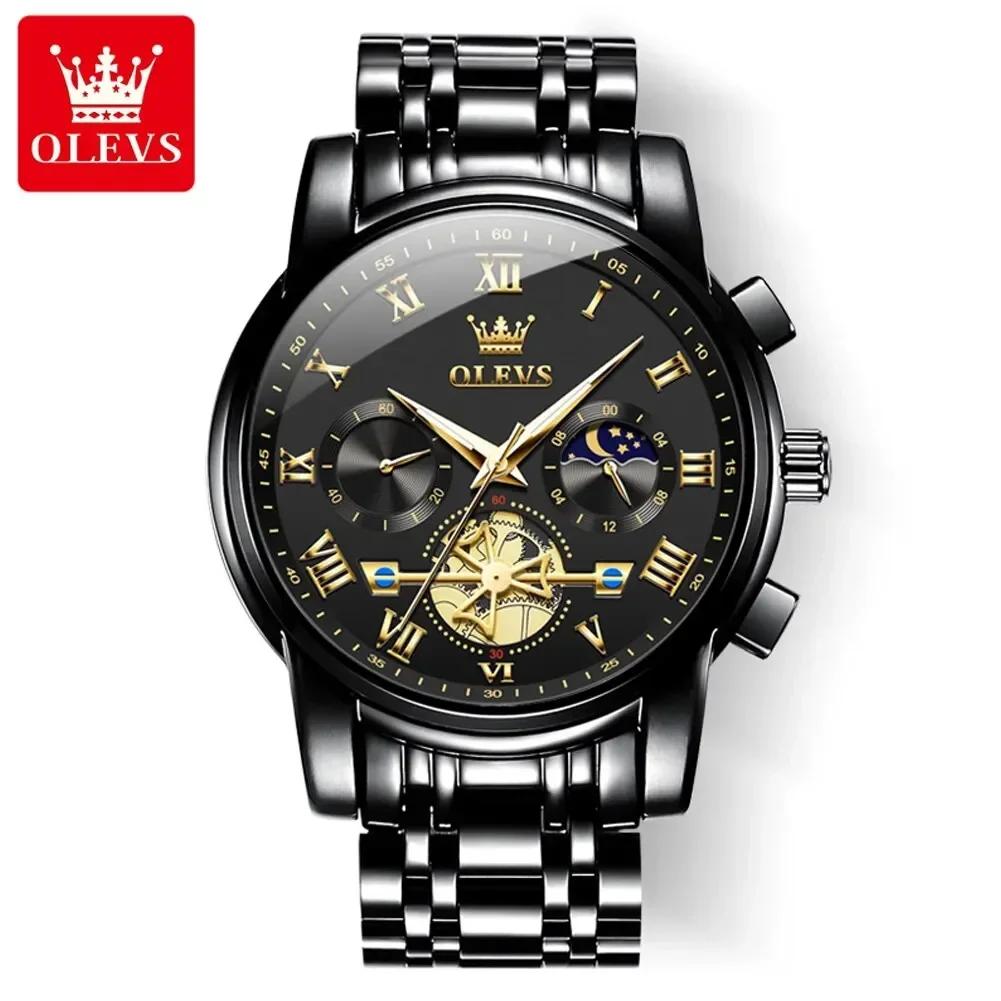 OLEVS 2859 Klassische Römische Skala Wasserdichte Armbanduhren Herren Luxus Original Quarz Uhr für Herren Leuchtendes Chronograph Relojes