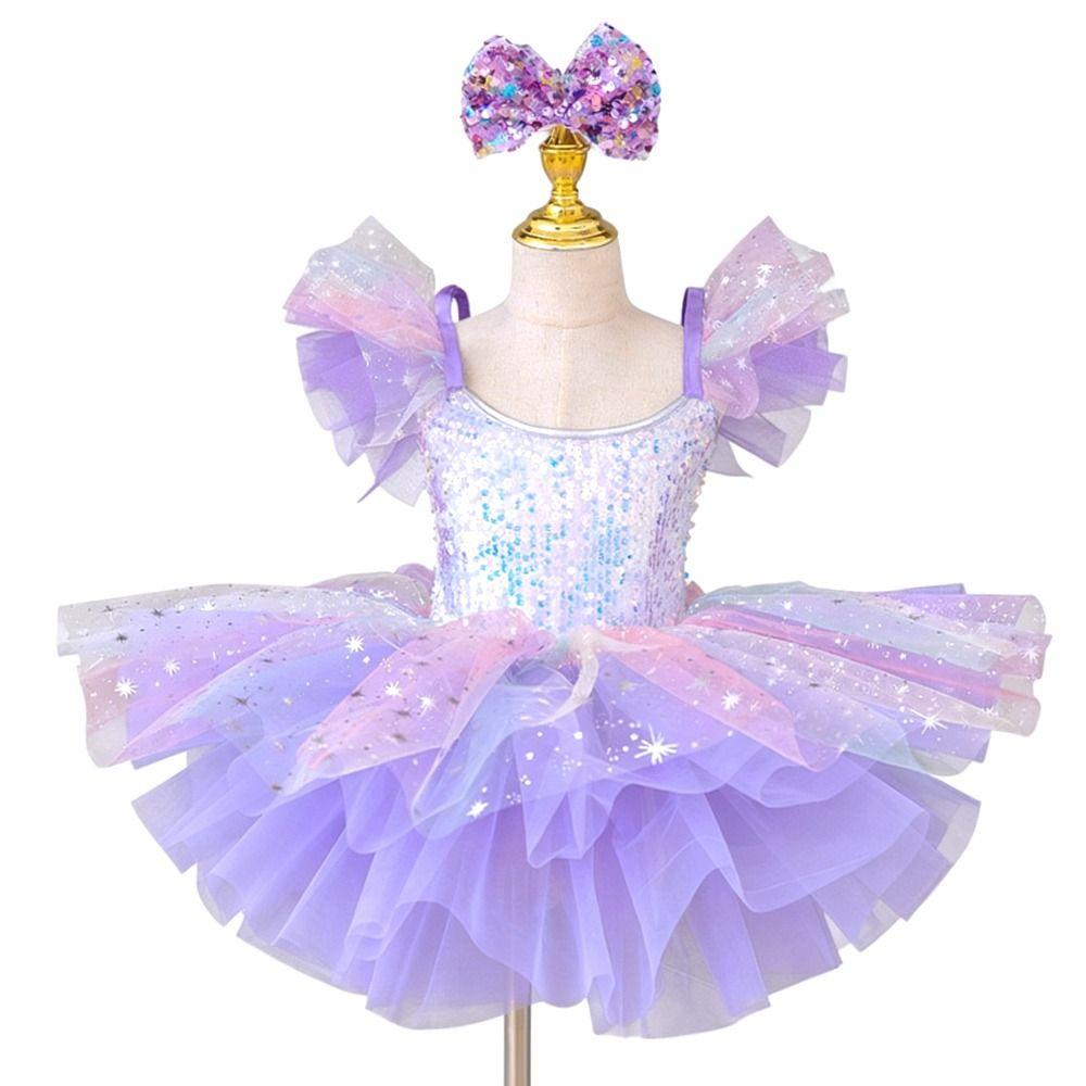 Modern Ballet Tutu Sequin Performance Clothes Fashion Princess Dress  Kids Girls