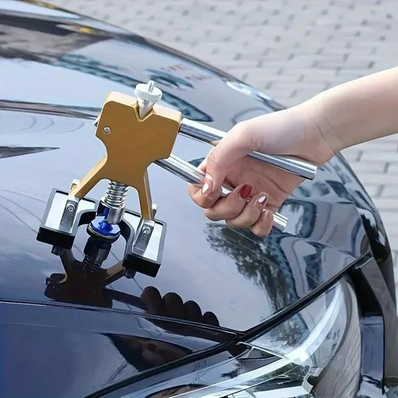 Auto Dellenreparatur Blechwerkzeug Auto Einstellbare Breite + T Dellen Ausbeulwerkzeug Gleithammer Rückschlaghammer Klebe-Set Autozubehör
