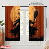 2pcs,2D Plane Printing Pattern Curtains Witches_ Jack-O-Lanterns & Bats Versatile Polyester (without Rod) Art Deco Festive for