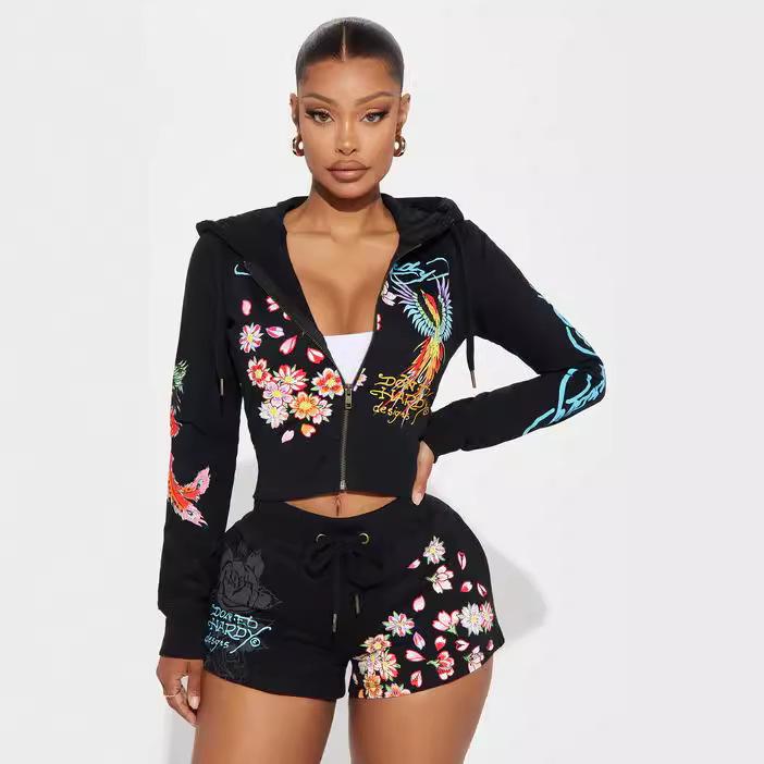 XH903 European & American Women's Spring/Summer 2024 Printed Fashion Casual Suit