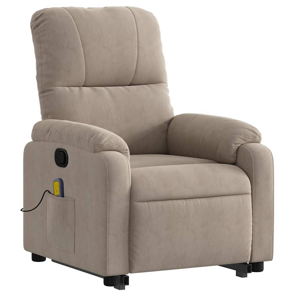 Vidaxl Lift-Up Massage Chair, Reclining, Taupe, Microfiber
