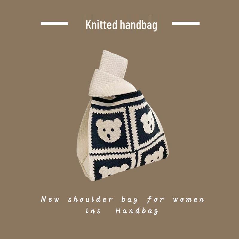 Trendy Women's Knitted Wool Bucket Handbag - Casual Tote & Lunch Box Bag