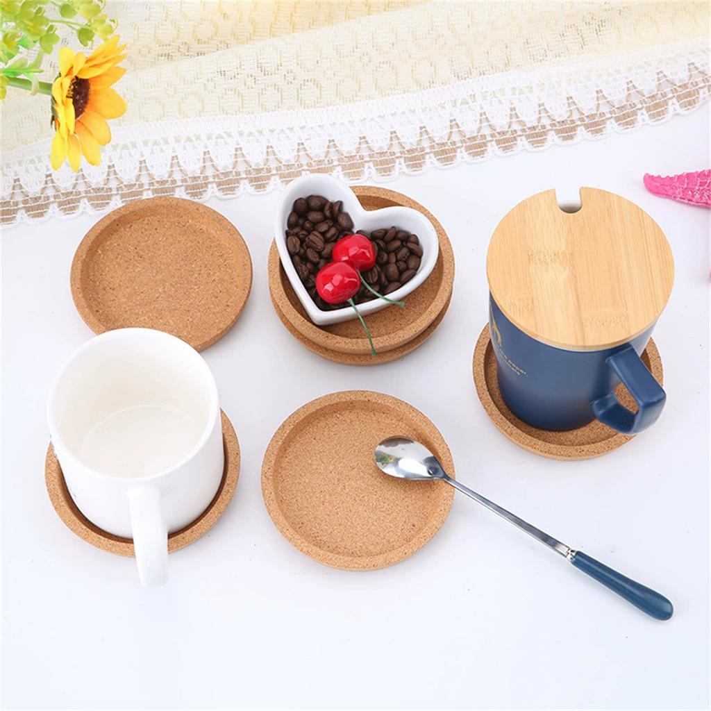 Round Cork Heat , Absorbent Cup Mats for Coffee Tea Drinks