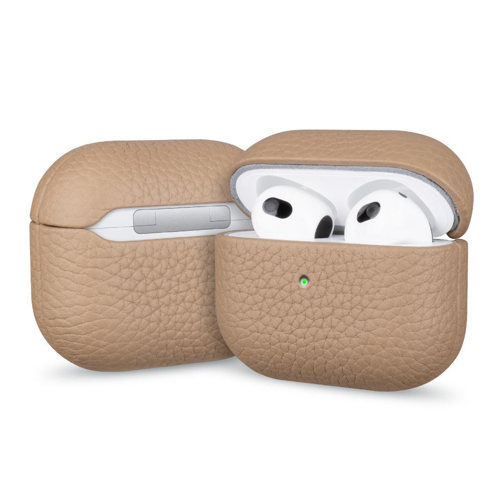 High Quality Lychee Pattern Genuine Leather Earphone Case For Apple AirPods Pro 3 2 AirPods 4 Business Bluetooth Headphone Cover