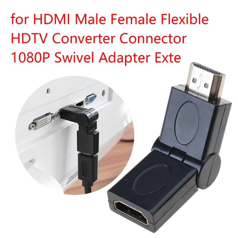 Male Female Flexible Right Angle Connector Swivel Adapter Extender 1080P (Male to Female)