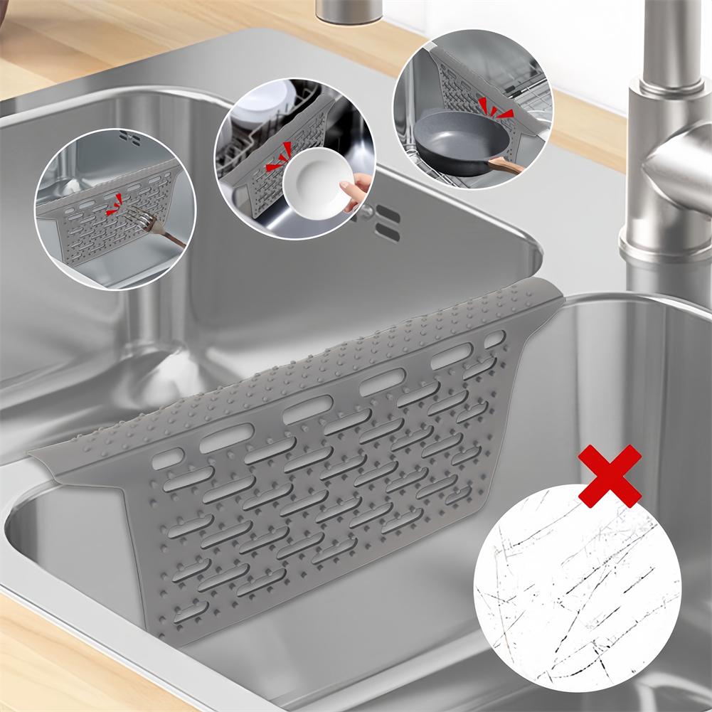 Double Sink Protector Mat Silicone with Efficient Water Drainage Design