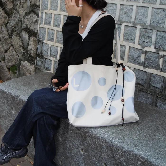 [3rd Reorder]_Polka Dot Big Bag [Natural]