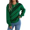 Women's Casual Striped Round Neck  Long Sleeve Pullover Sweater