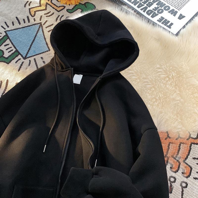Men's Unisex American-Style Casual Fleece-Lined Hoodie/Cardigan - Perfect for Couples In Trendy Autumn/Winter.
