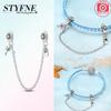 Genuine Copper Pink Flower Purple Butterfly Fixed Chain Star Moon Heart Pendants Beads Bracelets Women Gifts Jewellery Accessory
