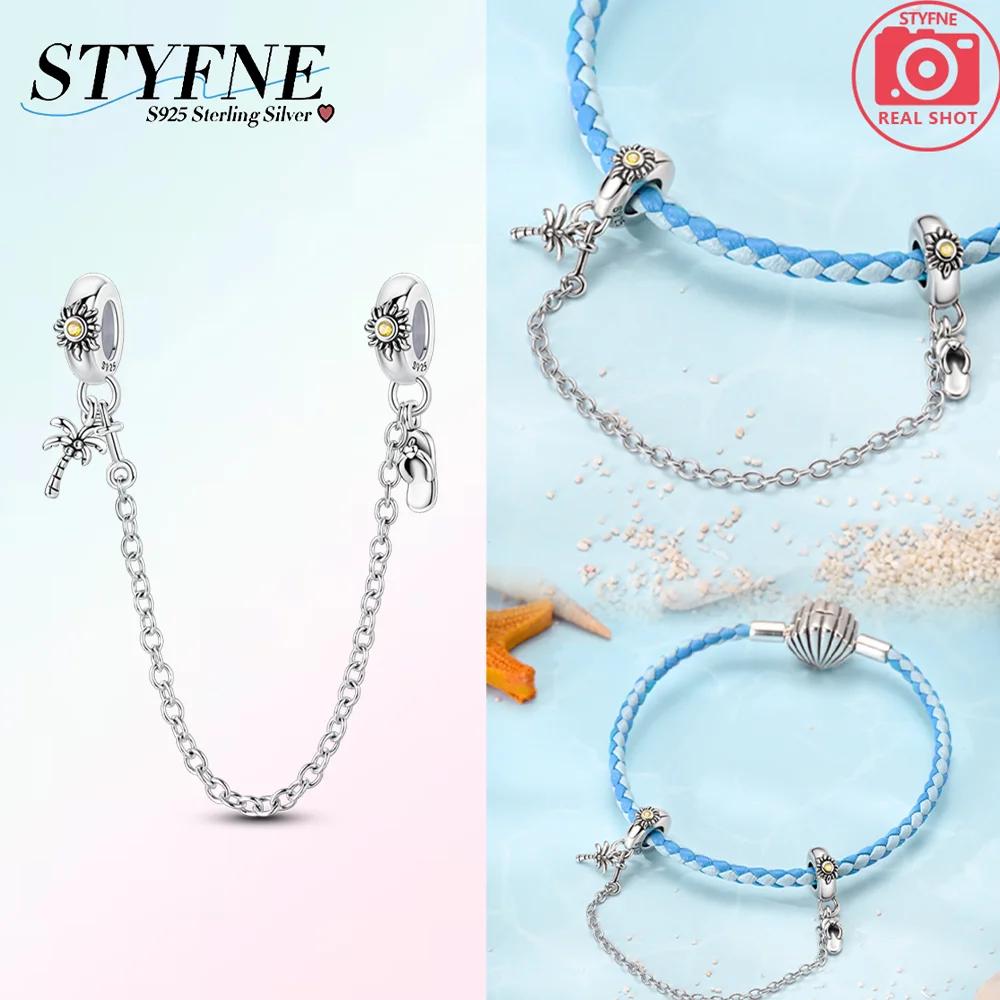 Genuine Copper Pink Flower Purple Butterfly Fixed Chain Star Moon Heart Pendants Beads Bracelets Women Gifts Jewellery Accessory