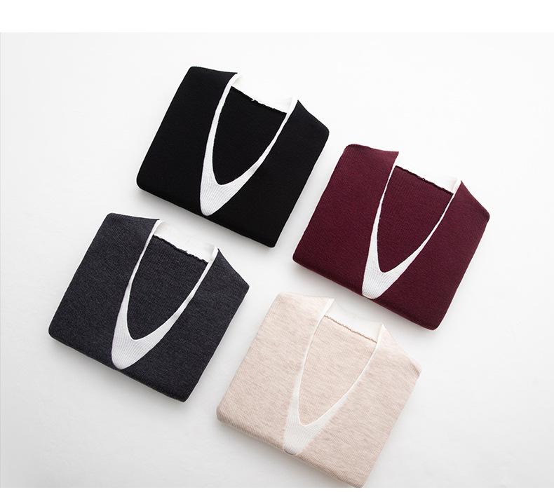 Women's 100% Wool V-Neck Slim Fit Sweater, Long Sleeve Knit Pullover