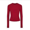 T-shirt da donna coreana aderente a maniche lunghe con vita stretta, strato interno di alta gamma, top corto per l'inizio dell'autunno