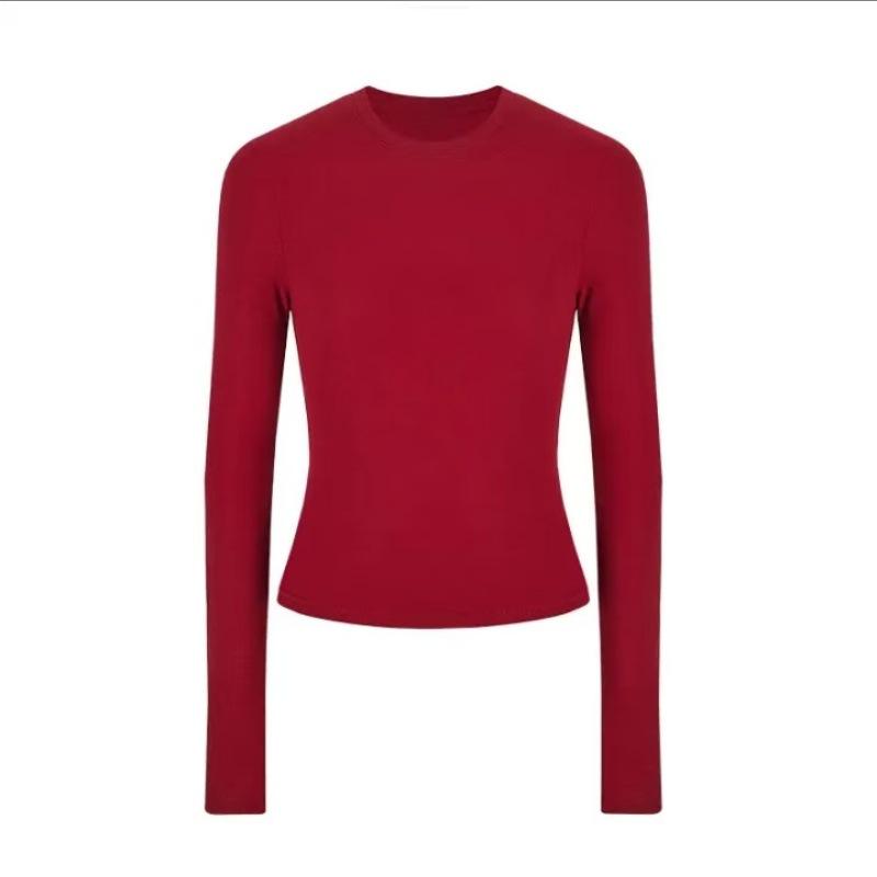 T-shirt da donna coreana aderente a maniche lunghe con vita stretta, strato interno di alta gamma, top corto per l'inizio dell'autunno