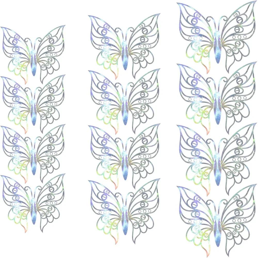 12 Peças Adesivos de Parede Borboletas 3D Borboletas Vazadas Decalques Borboletas Decoração de Arte de Parede Para Casamento Festa Decoração de Casa Adesivos