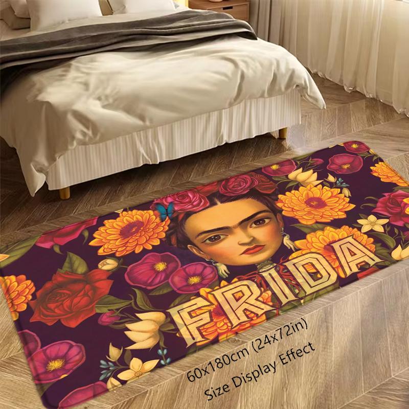 Doormat Flannel Floor Mat Indoor Foot Rug F-Frida K-Kahlo Bedside Mats Kitchen Corridor Absorbent Carpet Ideal for Balcony Decor