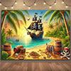 Retro Pirate Theme Treasure Room Gothic Skeleton Background Photography Backdrop Birthday Party Decorations Supplies3813