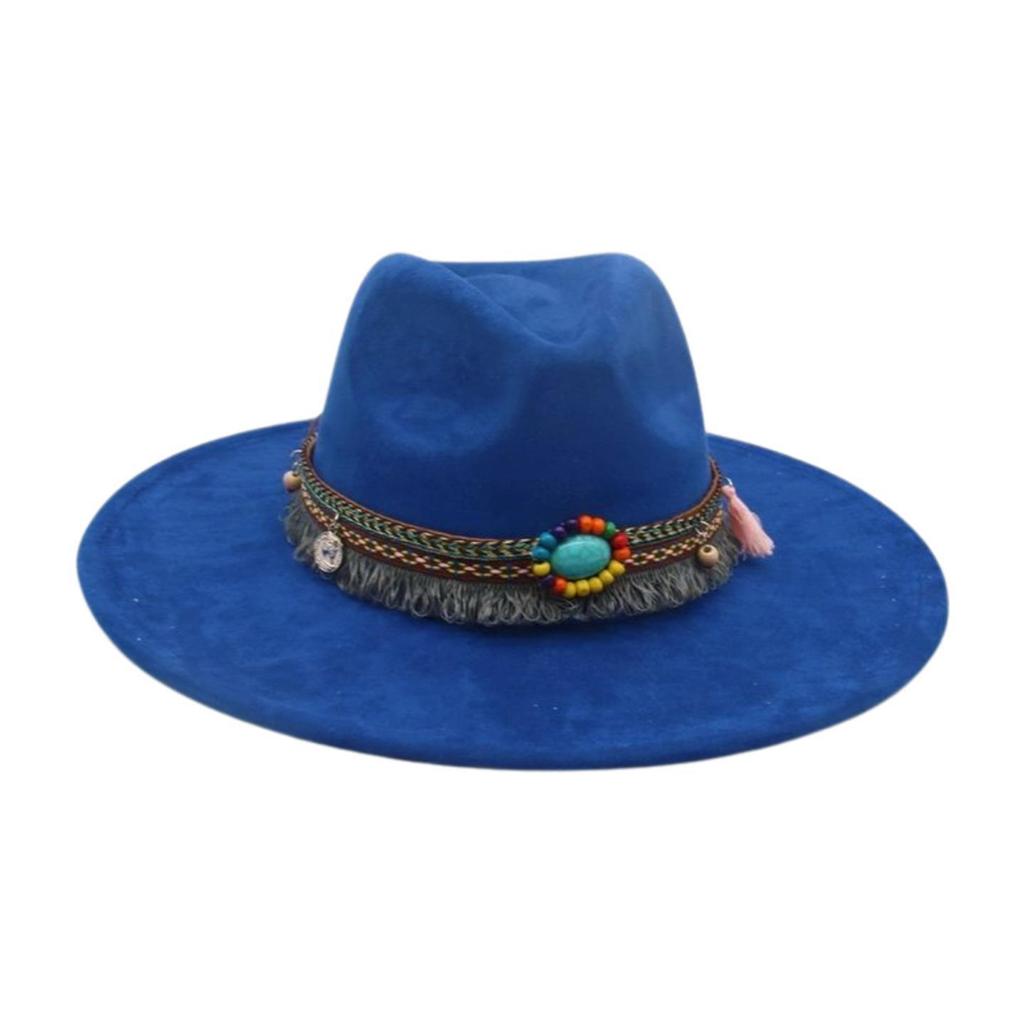 Round Flat Brim French Ethnic Style High-End Top Hat New Stage Jazz Hat Western Cowboy Hat