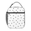 Schwarz Weiß Gepunktete Isolierte Lunchtasche für Damen Kinder Auslaufsichere Lebensmittelbehälter Thermische Brotdose Tragetasche