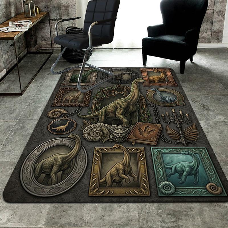 Prehistoric Dinosaurs Pattern Rug Floor Mat for Living Room or Bedroom Soft and Comfortable Carpet a Gift for Birthday and Holiday.