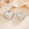 Design Sense Ins Stripe Love Stud Earrings Women's Fashion and Versatile Simple Alloy Peach Heart Line Earrings