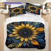 Sunflower Pattern Bedding Quilt Set Quilt Cover Pillowcase Home Decoration Birthday Gift (1 * Duvet Cover + 2 * Pillowcase, Without Core)