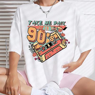 Fashion Women Creative Alphabet Numbers Print T Shirt Funny Casual O-neck Short Sleeves T-shirt Summer Female Tee Shirt