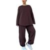Fall Winter Women's Casual Solid Crew Neck Long Sleeve Pocket Sports Set Sweatshirt Loose Fit