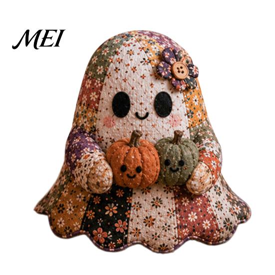 Kreative Halloween-Heimdekoration Geister-Patchwork-Set, Niedliches Puppen-DIY-Nähset mit vorgeschnittenen einzigartigen Ornament-Stoffen, Herbst-Feiertagsbasteln