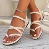 Fashion Women Sandals Ladies Flat Heels Clip-toe Casual Rome Sandals 2025 Summer Cross Narrowband Ankle Buckle Strap Female Beach Shoes