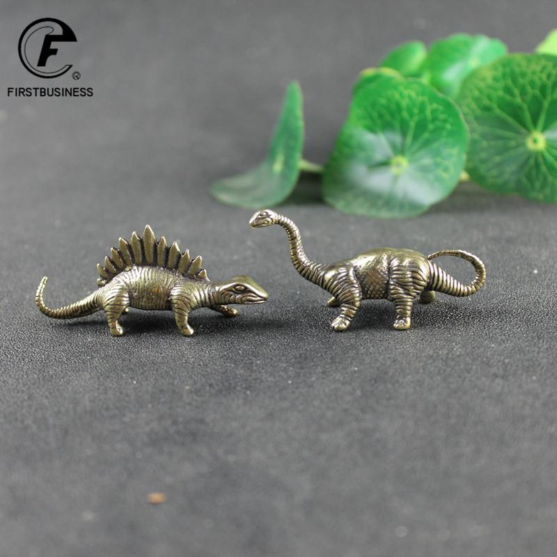 Massives Messing Jura Dinosaurier Kleine Statue Büro Schreibtisch Ornamente Tee Haustier Handwerk Tierfiguren Miniaturen Kinderspielzeug Geschenk